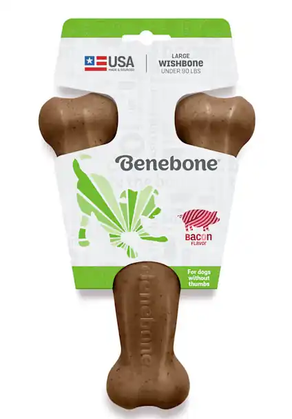 Benebone Bacon Flavored Wishbone Dog Chew Toy - Large