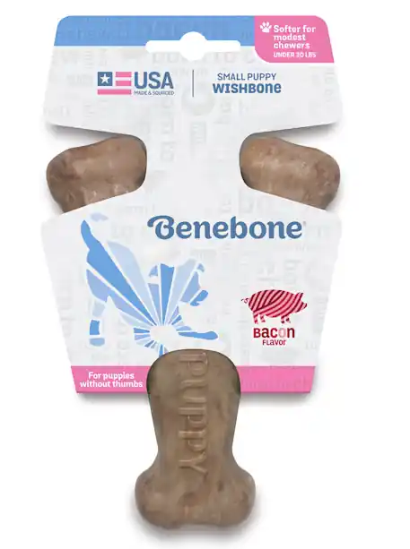 Benebone Bacon Flavored Puppy Wishbone Dog Chew Toy - Medium
