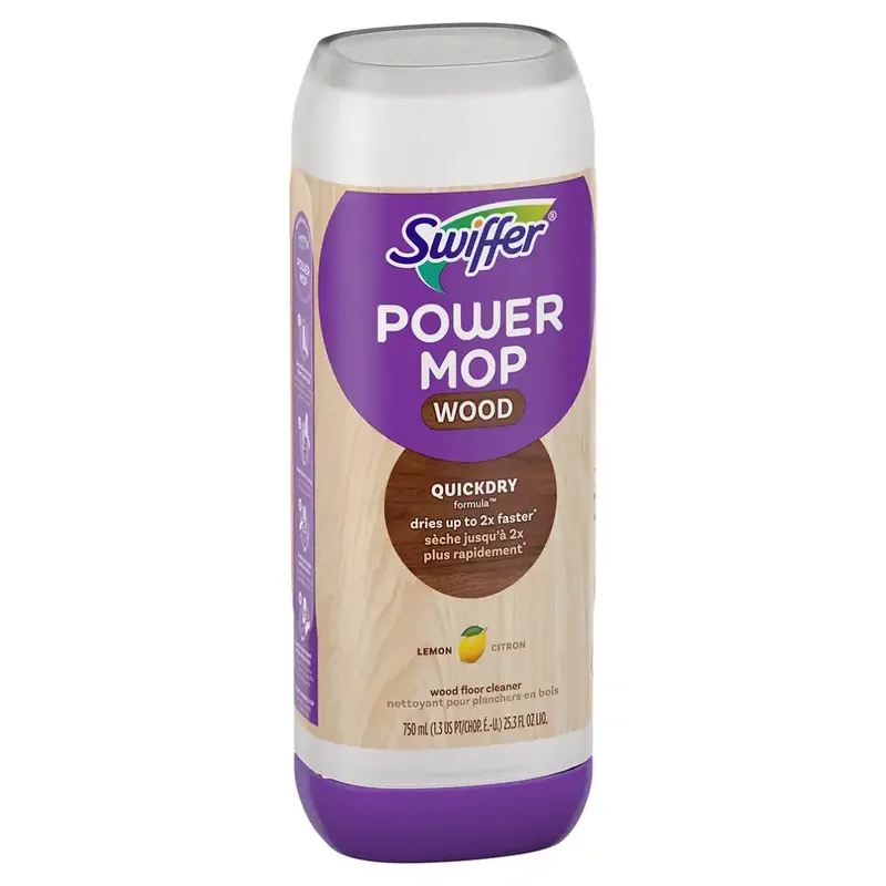 Swiffer PowerMop Wood QuickDry Floor Cleaning Solution with Lemon Scent