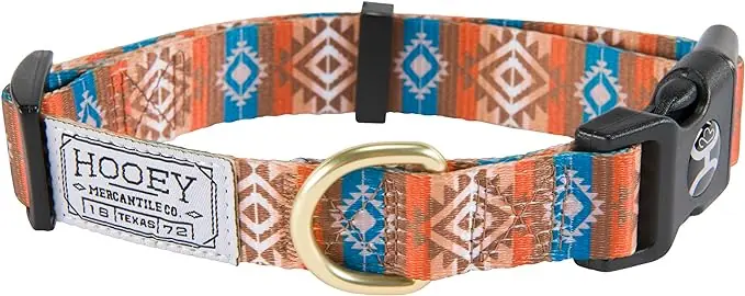 Hooey Nomad Dog Collar - Aztec Dirty Turquoise Print