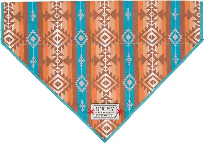 Hooey Nomad Dog Bandana - Aztec Dirty Turquoise Print