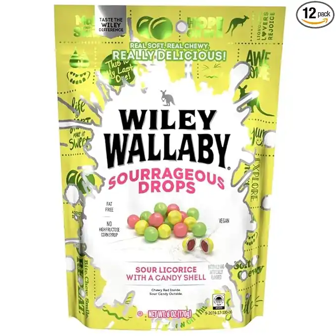 Wiley Wallaby Sourrageous Licorice Drops - 6 oz