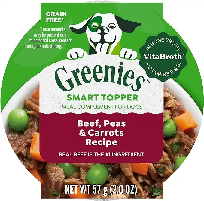 Greenies Smart Topper Wet Mix-In for Dogs, Beef, Peas & Carrots Recipe 2oz