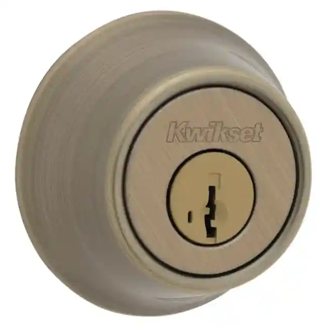 Kwikset Antique Brass Exterior Single Cylinder Deadbolt Lock 6605SMTCPRCALK6