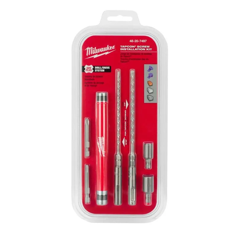 Milwaukee 7pc. SDS Plus M/2™ 2-Cutter Concrete Screw Install Kit 48-20-7497