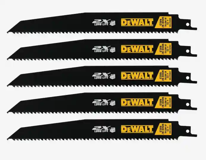 DeWalt DWA4169 2X Bi-metal 9-in 6 Tpi Wood Cutting Demolition Reciprocating Saw Blade (5-Pack)