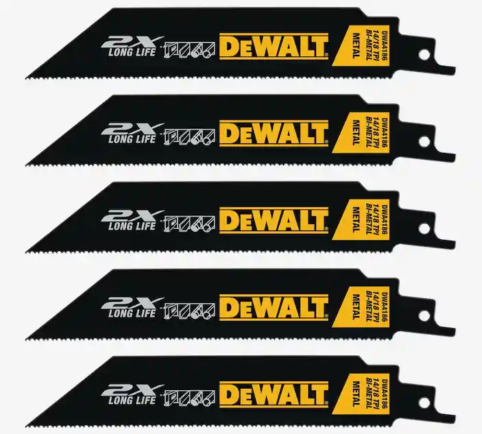DeWalt DWA4186 2X Bi-metal 6-in 14/18-TPI Metal Cutting Reciprocating Saw Blade (5-Pack)