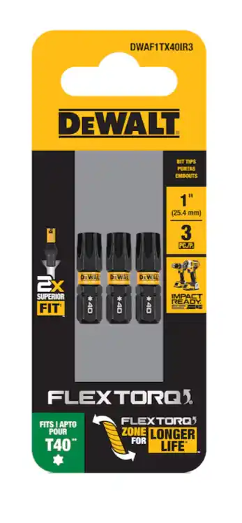 DeWalt DWAF1TX40IR3 Flextorq 1/4-in x 1-in Torx Impact Driver Bit T40 (3-Piece)