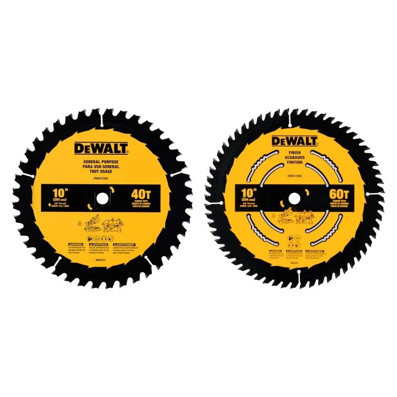 DeWalt Circular Saw Blade 10in 60T & 40T 2pk DWA110CMB