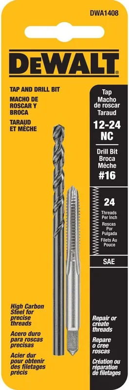 DeWalt Drill and Tap Set 12"-24NC Thread 2 pcs DWA1408