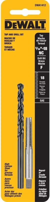 DeWalt Drill and Tap Set 5/16"-18NC Thread 2 pcs DWA1412