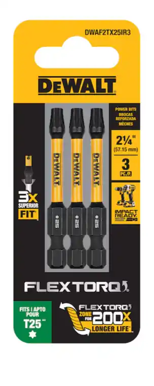 DeWalt DWAF2TX25IR3 Flextorq 1/4-in x 2-1/4 -in Torx Impact Driver Bit T25 (3-Piece)