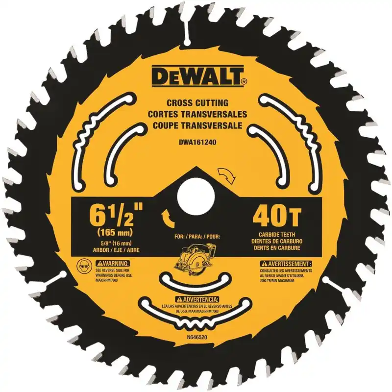 DeWalt 6-1/2" 40T Circular Saw Blade 1 DWA161240