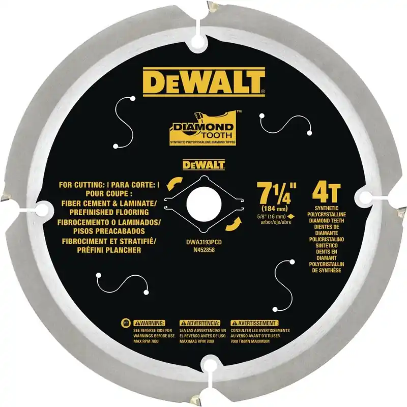 DeWalt -1/4" Fiber Cement 4T PCD Blade DWA3193PCD