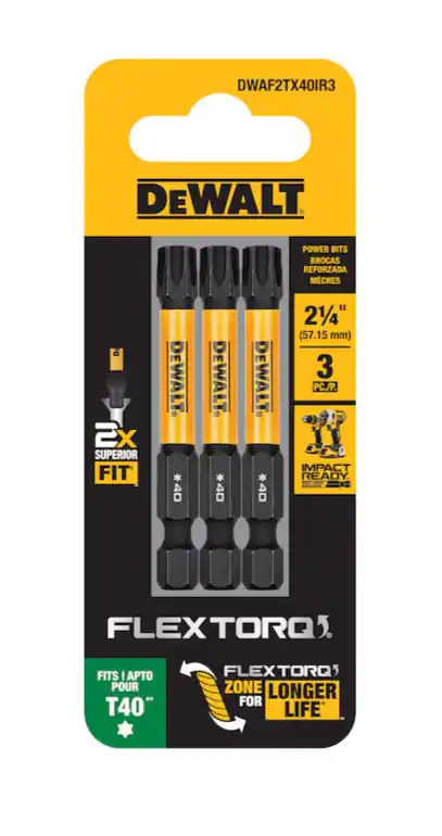 DeWalt DWAF2TX40IR3 Flextorq 1/4-in x 2-1/4 -in Torx Impact Driver Bit T40 (3-Piece)