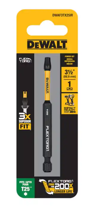 DeWalt DWAF3TX25IR FlexTorq 1/4-in x 3-1/2-in Torx Impact Driver Bit T25
