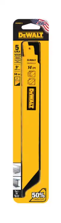 DeWalt DWAR9114 Bi-metal 9-in 14 Tpi Metal Cutting Reciprocating Saw Blade (1-Pack)