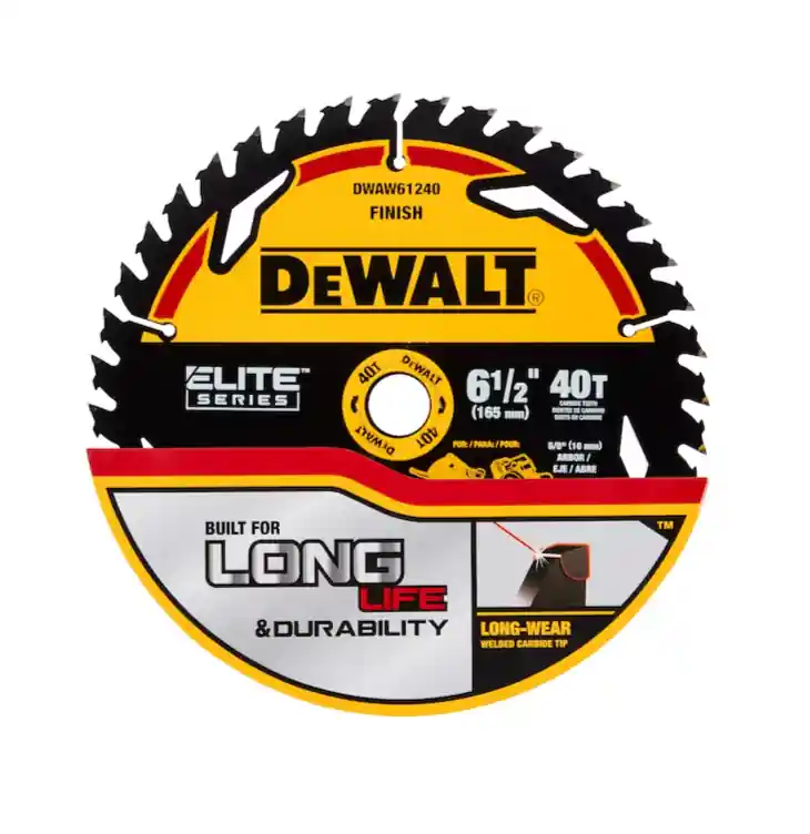 DeWalt DWAW61240 ELITE SERIES 6-1/2-in 40-Tooth Fine Finish Tungsten Carbide-tipped Steel Circular Saw Blade