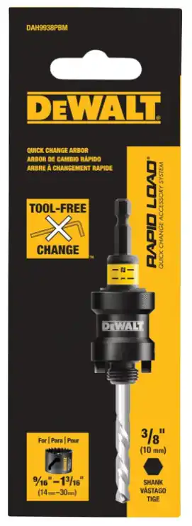 DEWALT DAH9938PBM Rapid Load Hole Saw Arbor, 3/8-in (DAH9938PBM)