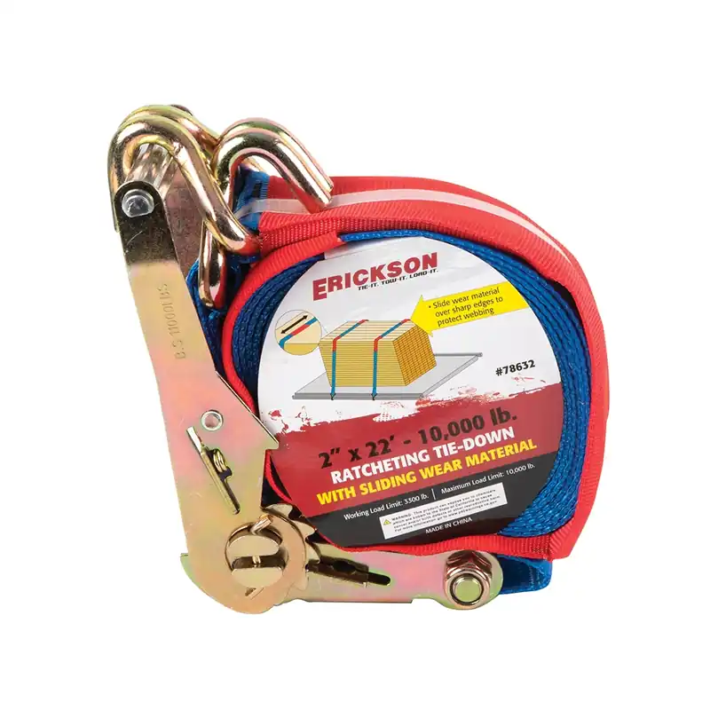 Erickson 2″ x 22′ – 10,000 lb. Ratcheting Tie-Down with Sliding Wear Material
