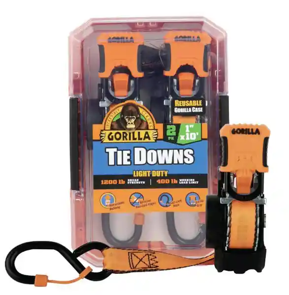 Erickson Gorilla 10 ft. x 1 in. Light Duty Tie Down Ratchet Strap (2-Pack)