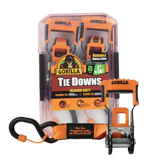 Erickson Gorilla 16 ft. x 1 in. Medium Duty Tie Down Ratchet Strap (2-Pack)