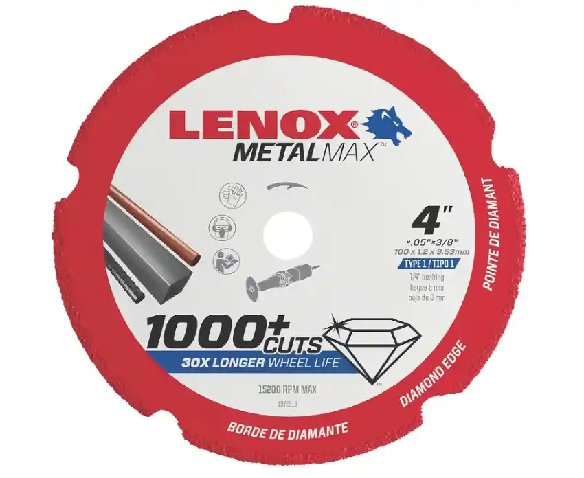 DEWALT 1972919 LENOX Tools METALMAX Cut Off Wheel, Diamond Edge, 4-Inch x 3/8-Inch