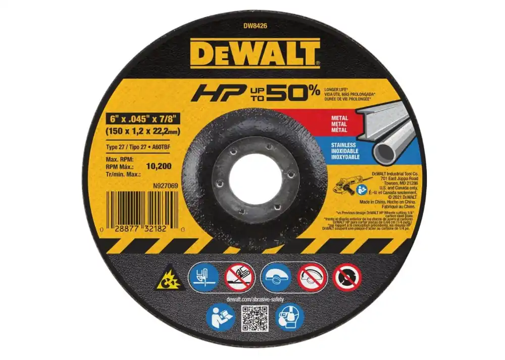 DEWALT DW8426 6-Inch by 1/16-Inch by 7/8-Inch Metal/INOX Cutting Wheel (Qty of 1)