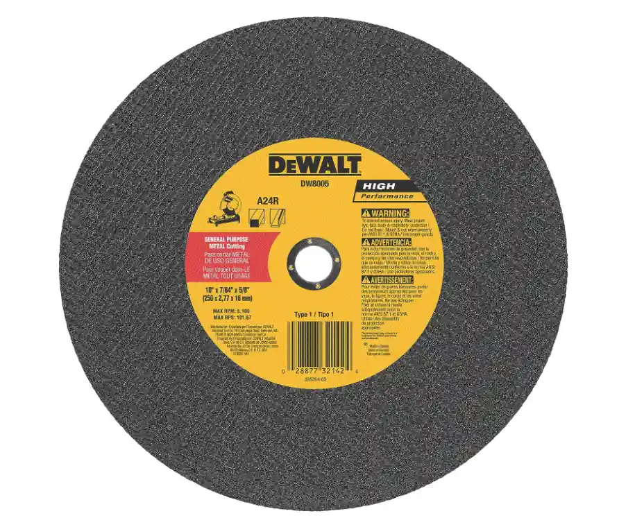 DEWALT DW8005 10 x 7/64 x 5/8 General Purpose Metal Chop Saw Wheel