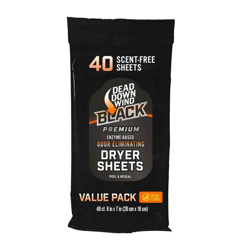 Dead Down Wind BLACK PREMIUM Dryer Sheets 40 Ct