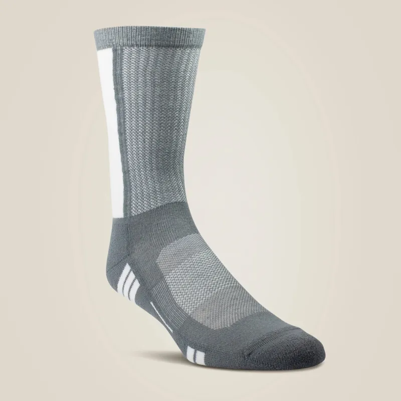 Ariat Men‘s VentTEK Mid Calf Performance Grey Sock 2 Pair Pack - Large