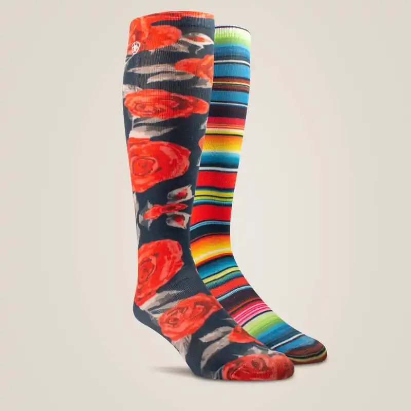 Ariat Women‘s Western Beauty Knee High Sock 2 Pair Multi Color Pack - Medium