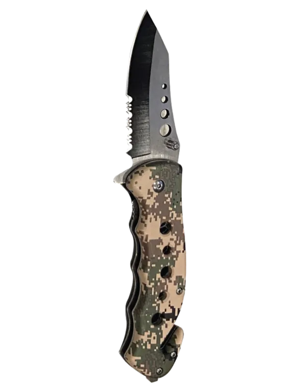 SE Spring Assisted Drop Point Folding Knife Camo