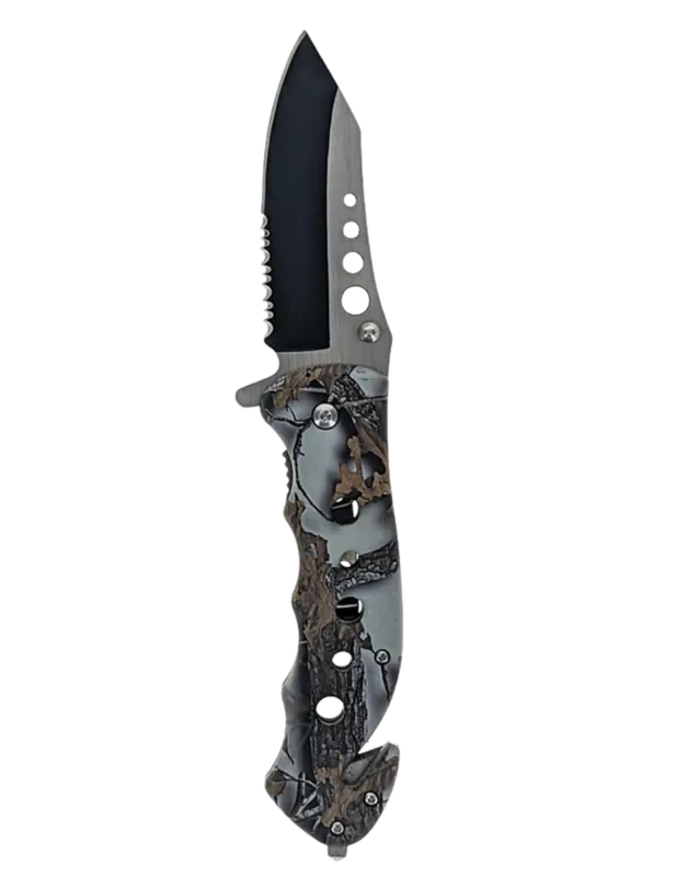 SE Spring Assisted Drop Point Folding Knife Snow Camo