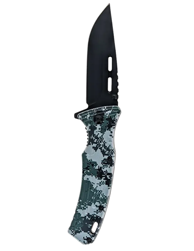 SE Spring Assisted Drop Point Folding Knife Green Camo