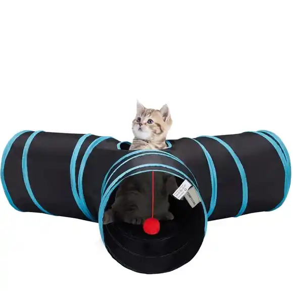 Kole Imports Pop-Up Cat Tunnel with Teaser Toys