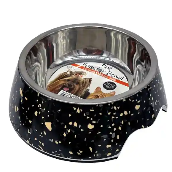 Kole Imports 6.75" Confetti Pet Feeder with Removeable Steel Bowl