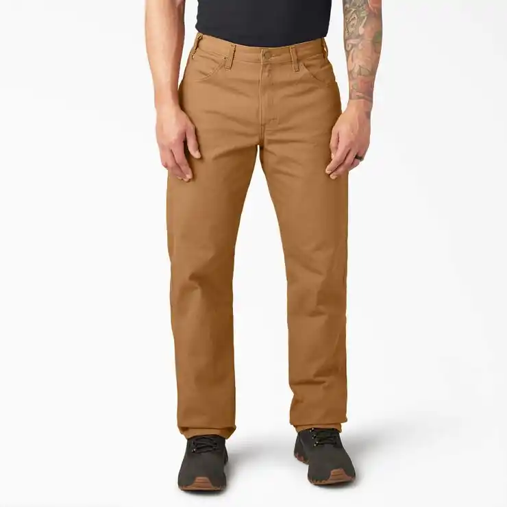 Dickies Men‘s Relaxed Fit Heavyweight Duck Carpenter Pants Rinsed Brown Duck