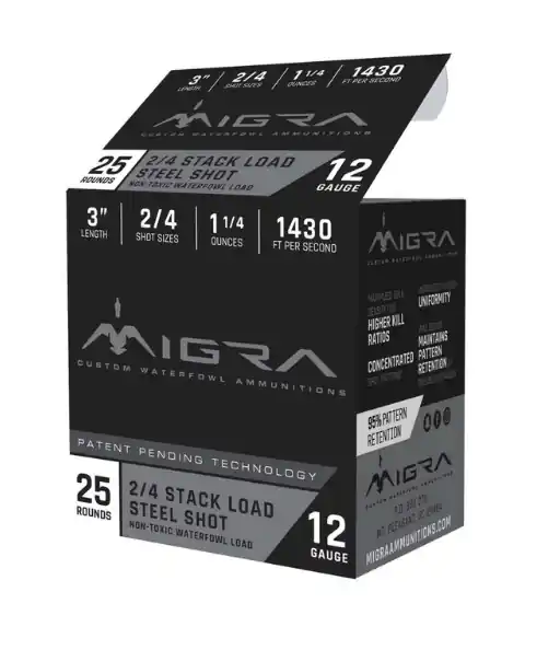 MIGRA Stack Load STEEL SHOT 12 GAUGE 3" 1 1/4 OZ 2,4 SHOT - M12S24
