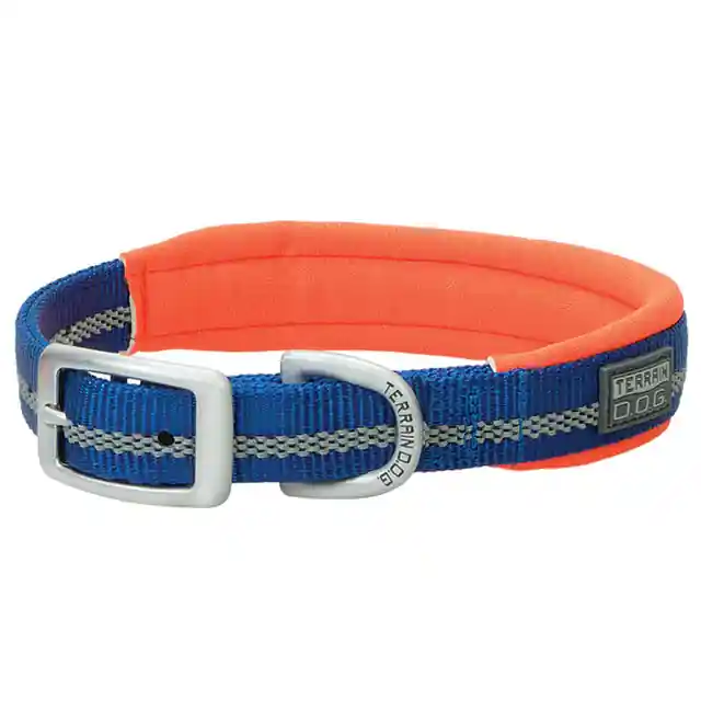 Terrain D.O.G Reflective Neoprene Lined Dog Collar - Dark Blue 1" X 21"