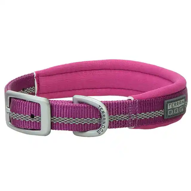Terrain D.O.G Reflective Neoprene Lined Dog Collar - Purple 3/4" X 17"