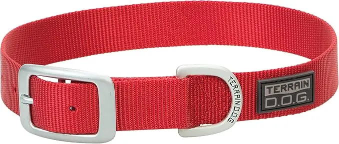 Terrain D.O.G Nylon Single-Ply Dog Collar - Red 1" X 21"