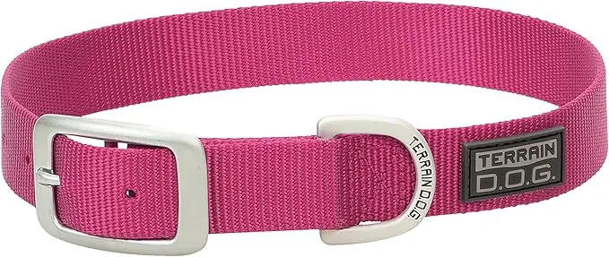 Terrain D.O.G Nylon Single-Ply Dog Collar - Pink 1" X 21"