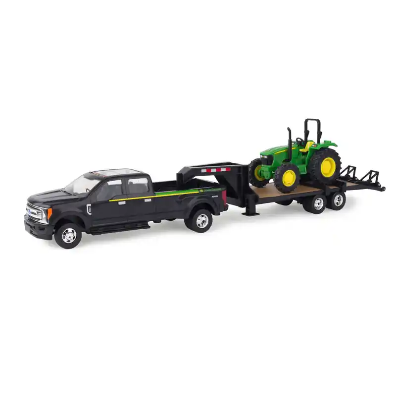 ERTL John Deere 1 32 Scale 5075E Tractor w/ Ford F-350 Pickup and 5th Wheel Trailer