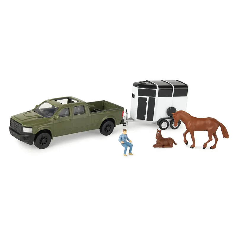 ERTL 1/32 Green Pickup Truck 5-Piece Horse Trailer Set