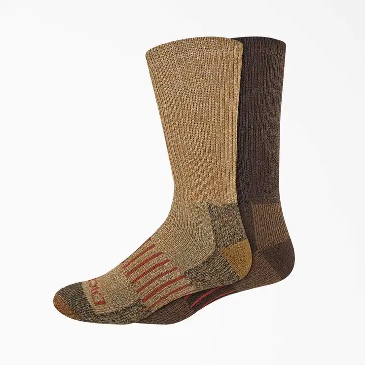 Dickies Men‘s Steel Toe Moisture Control Brown Duck Crew Socks - 2 Pk