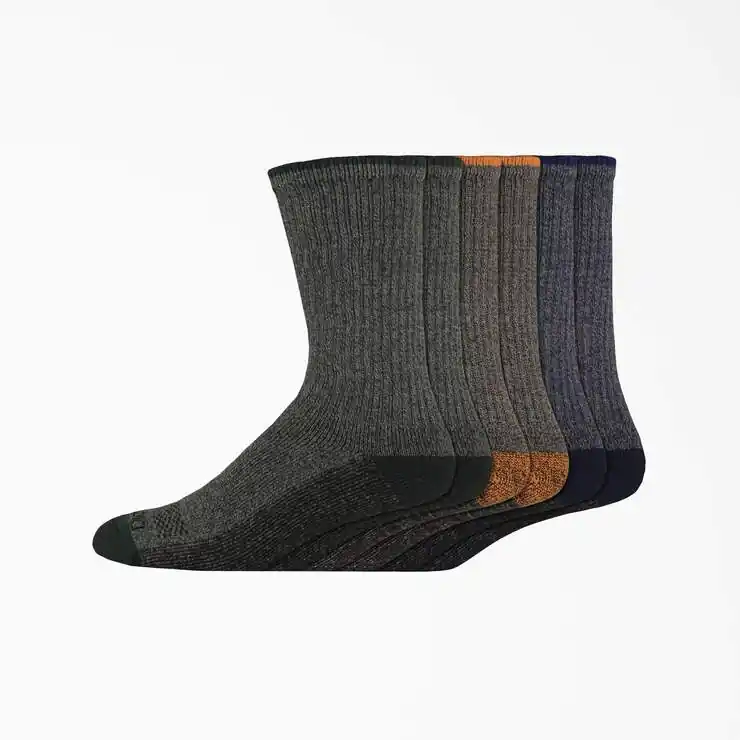 Dickies Men‘s Moisture Control Tipped Crew Work Socks - 6 Pk