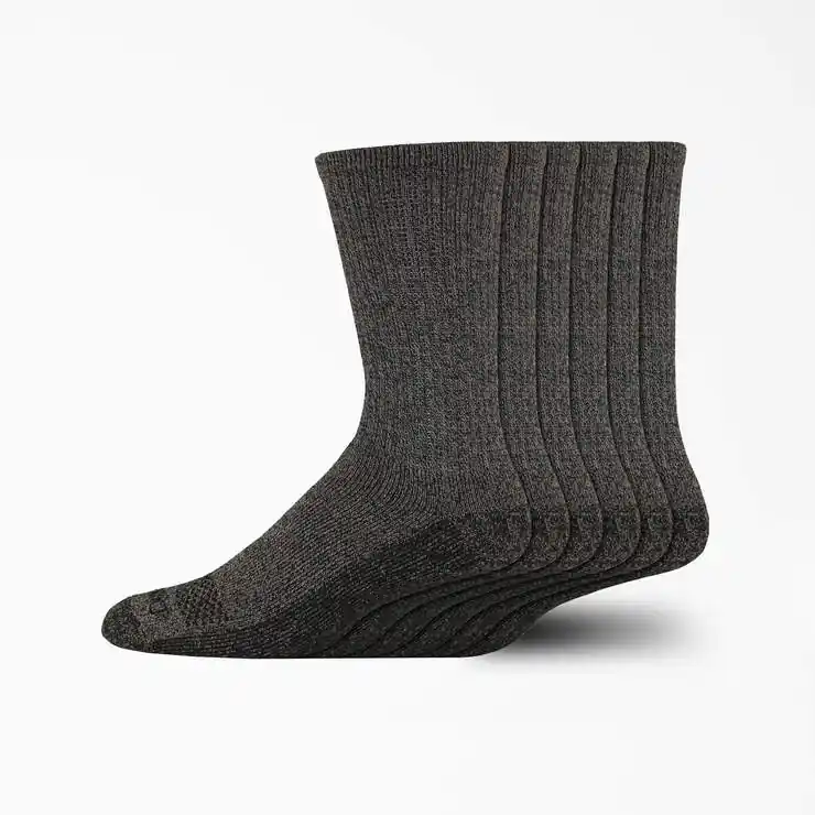 Dickies Men‘s Moisture Control Black Marble Crew Work Socks - 6 Pk