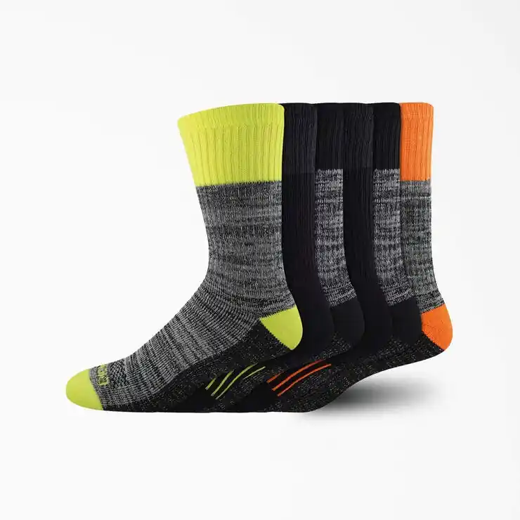 Dickies Men‘s Moisture Control Hi-Vis Crew Work Socks - 6 Pk