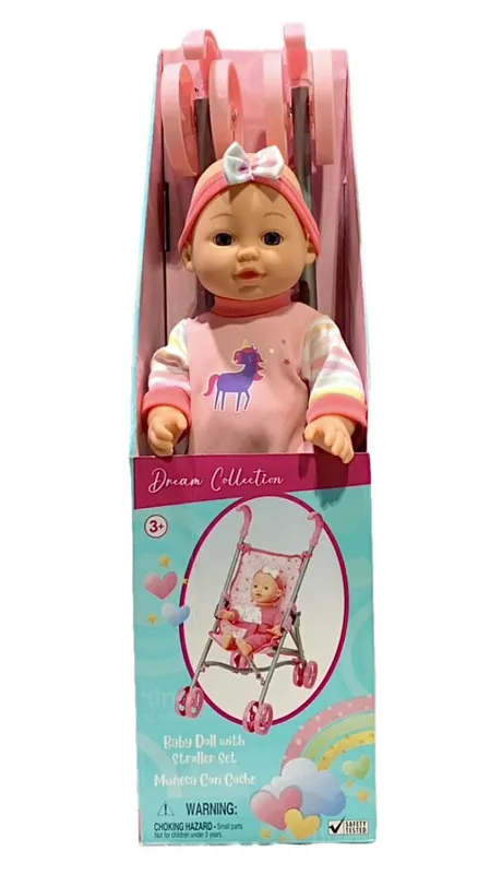Gi-Go Toys Dream Collection 12" Baby Doll With Stroller Set
